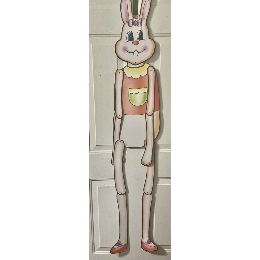 Vintage Bunny Rabbit Girl 60" Die Cut Paper Decoration RARE